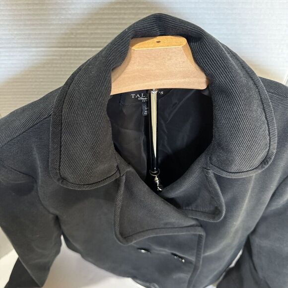 Talbots Women’s Sz 14P Black Blazer Business‎ Causal Cotton/Silk Cropped - Picture 4 of 11
